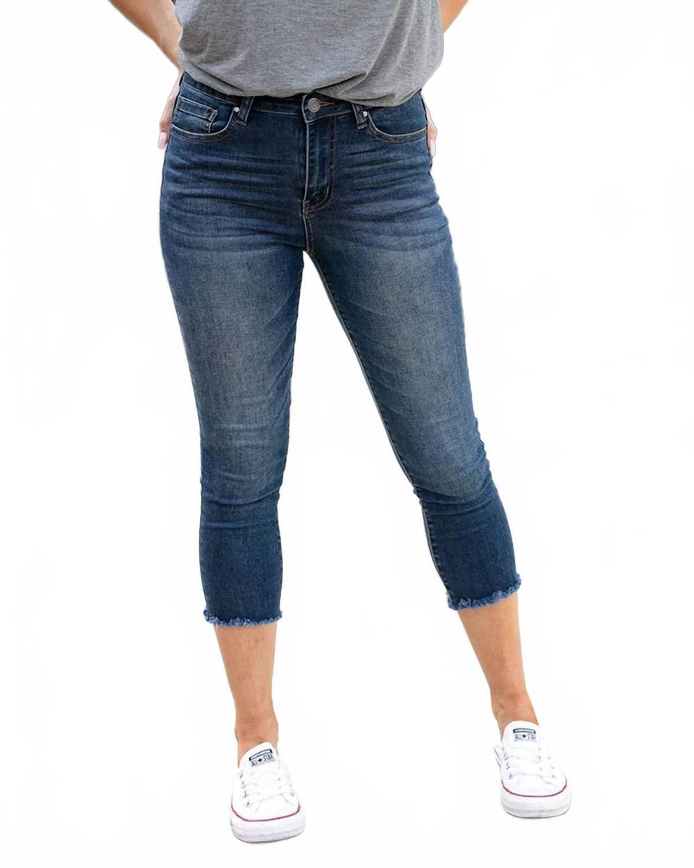 NEW GRACE AND LACE cropped designer denim jeggings in dark mid wash